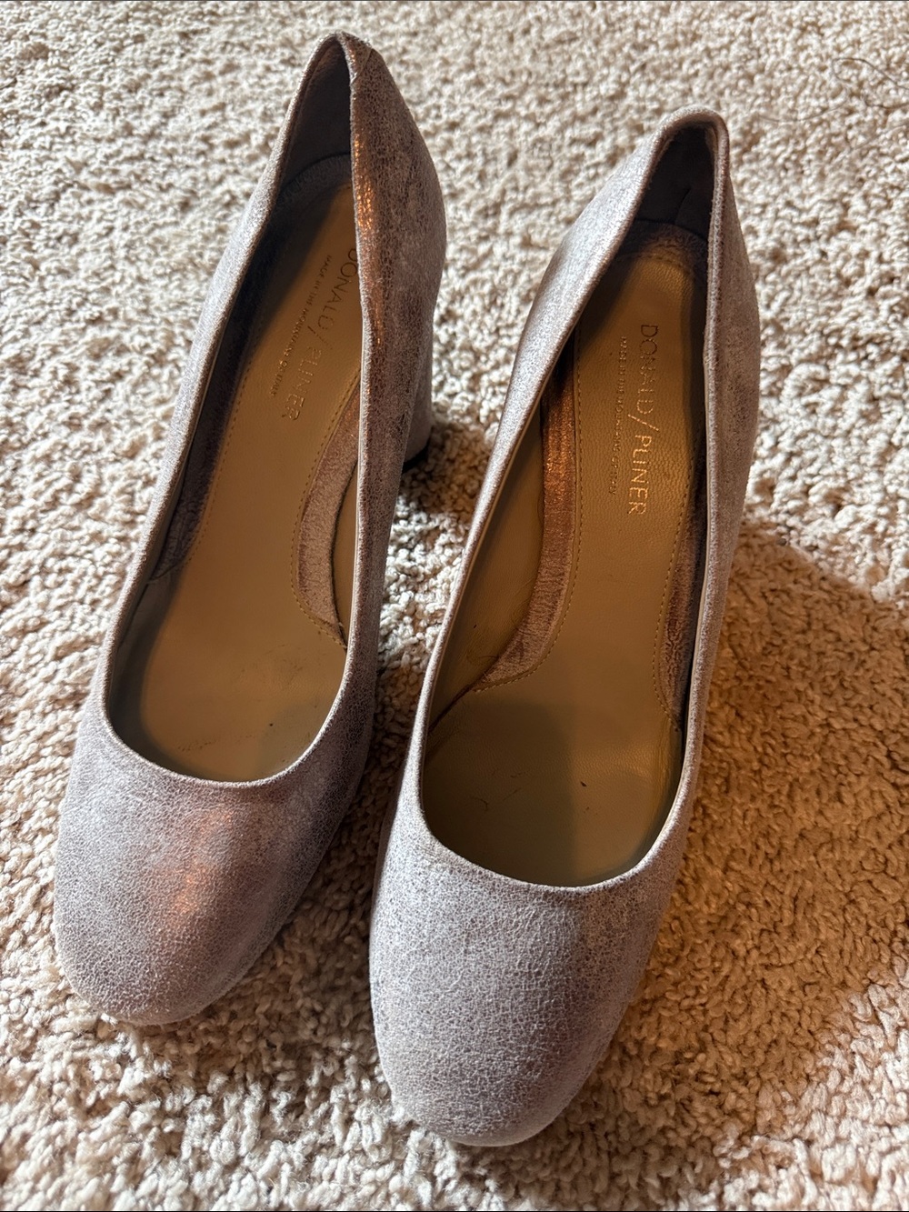Donald J. Pliner Taupe Suede Round-Toe Pumps